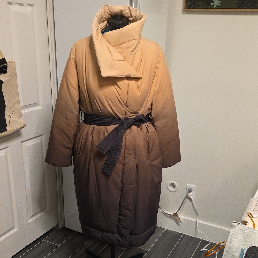 Marina Rinaldi Beige and Black Puffer Coat